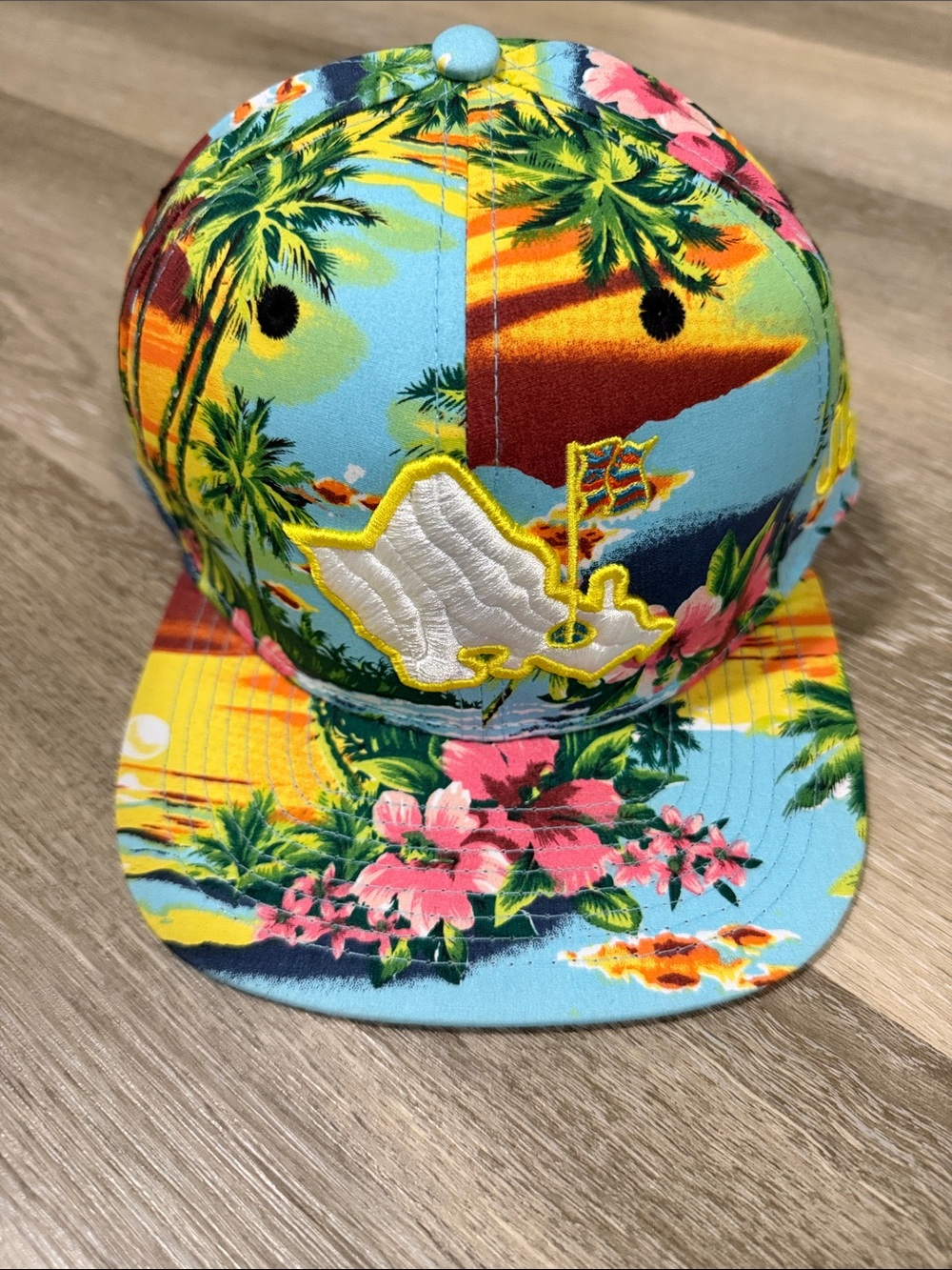 OGA Men’s Tropical Floral Snapback Hat in Blue & Pink
